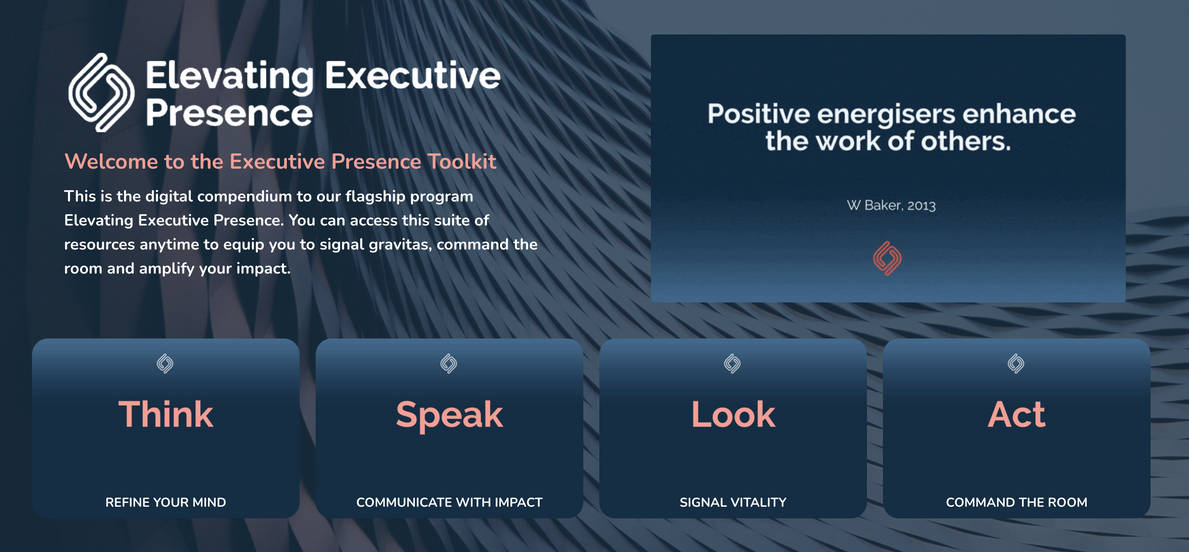 Screenshot of the Executive Presence Toolkit portal